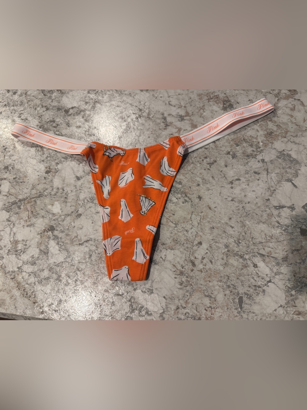 VS PINK HALLOWEEN PANTY Ghost Dog Medium Micro Thong NWT
